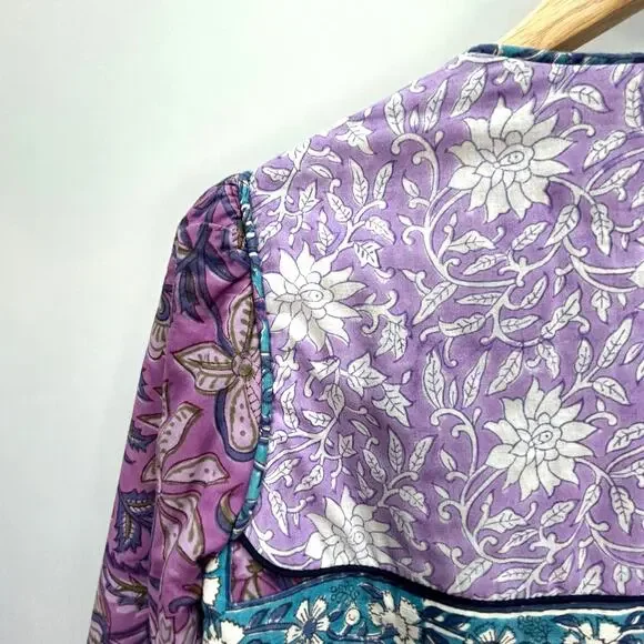 NWT Alix of Bohemia Carnaby Floral Patchwork Jacket, Purple Amethyst, Sz S